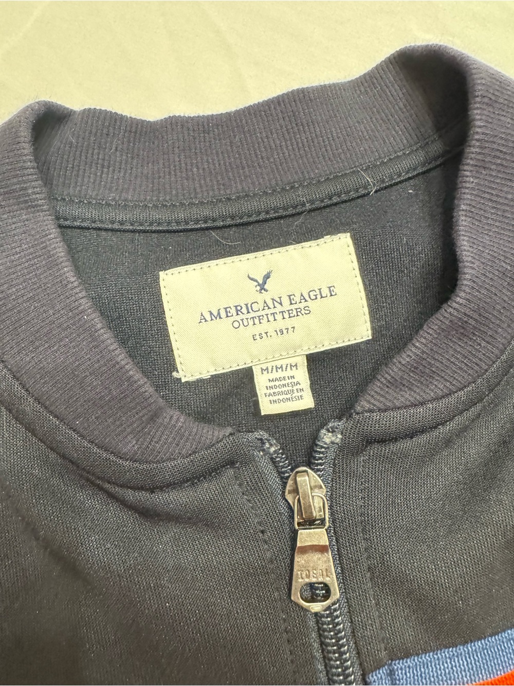 American Eagle Outfitters Black Zip-Up Jacket with Accent Stripe - Picture 2 of 3